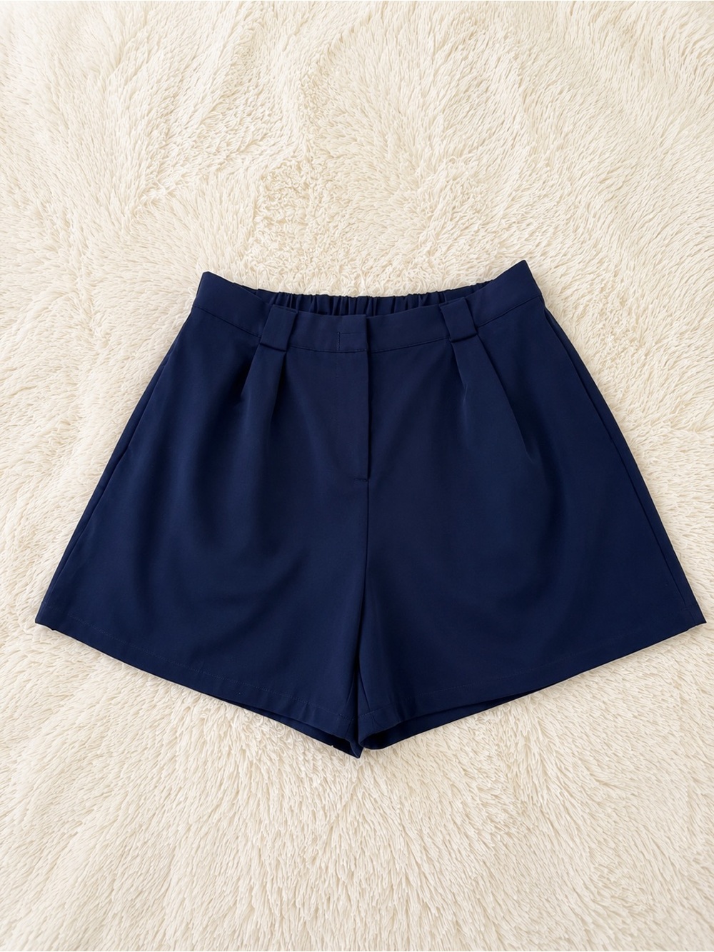 SHEIN Curve Navy High-Waist Tailored Shorts